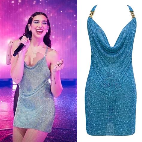 dua lipa blue dress levitating - Dua Lipa levitating outfit.